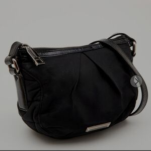 Burberry Black Pleated Nylon and Patent Leather Crossbody Bag